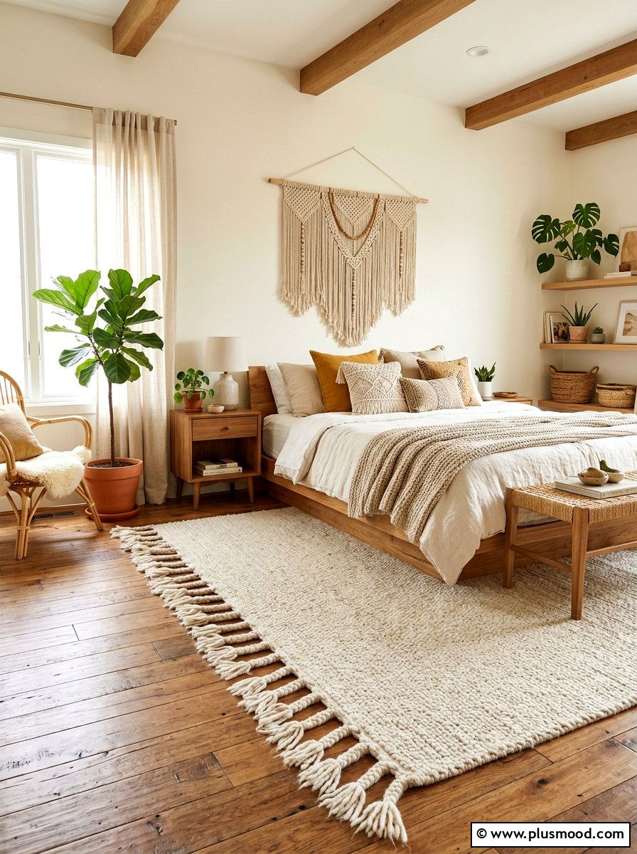 Neutral Tassel Rug - 25 summer rug ideas for bedroom