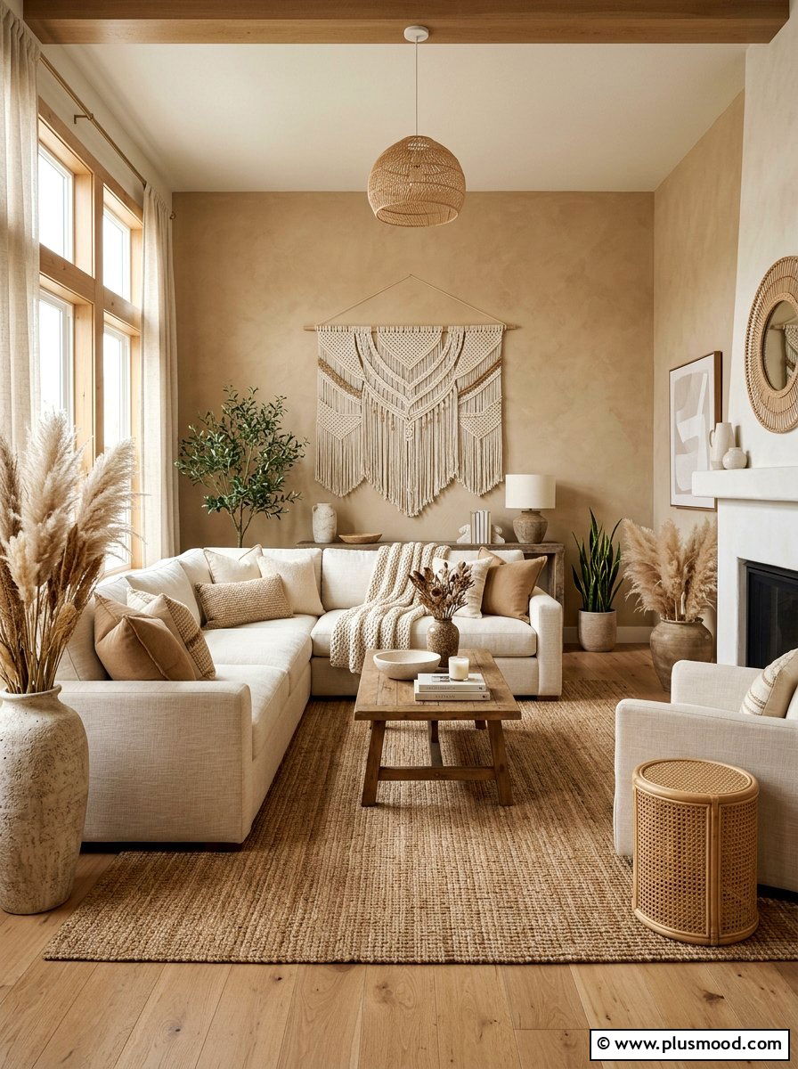 Neutral Textured Living Space - 25 summer decor ideas for open concept homes