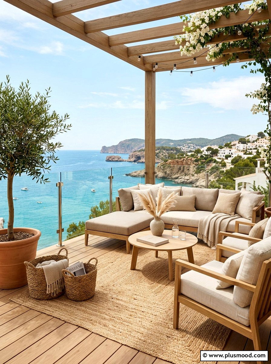 Neutral Tone Balcony Lounge Design - 25 summer balcony lounge ideas