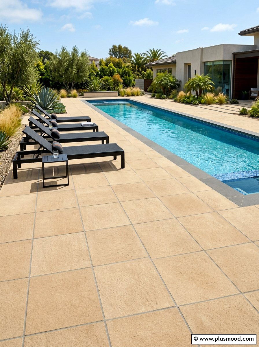 Neutral Toned Pool Pavers - 25 summer coastal pool area ideas