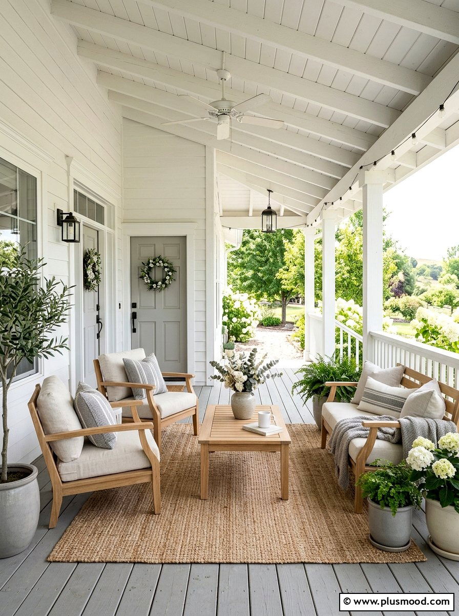 Neutral farmhouse porch color palette - 25 summer farmhouse porch ideas
