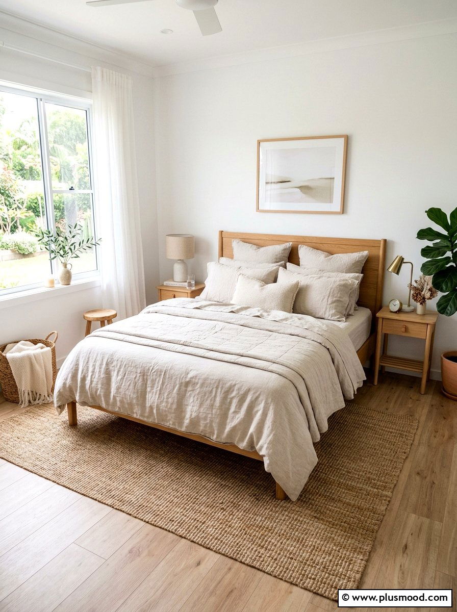 Neutral linen bedding - 25 late summer decor ideas