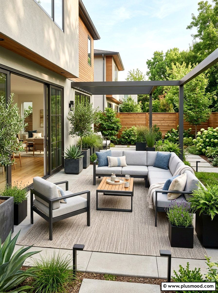 Neutral outdoor area rug - 25 late summer patio ideas