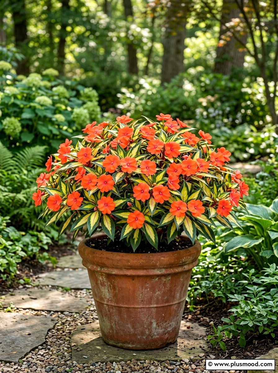 New Guinea Impatiens Pot - 25 summer container flower ideas