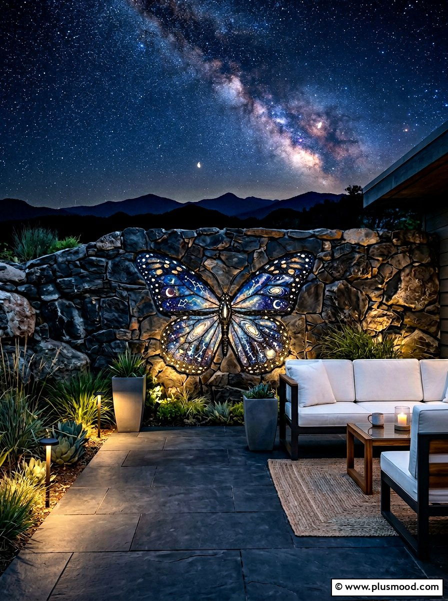 Night Sky Butterfly Rock Art - 25 painted rock ideas with butterflies
