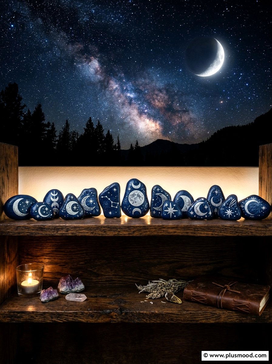 Night Sky Celestial Stones - 25 painted rock ideas with inspirational words