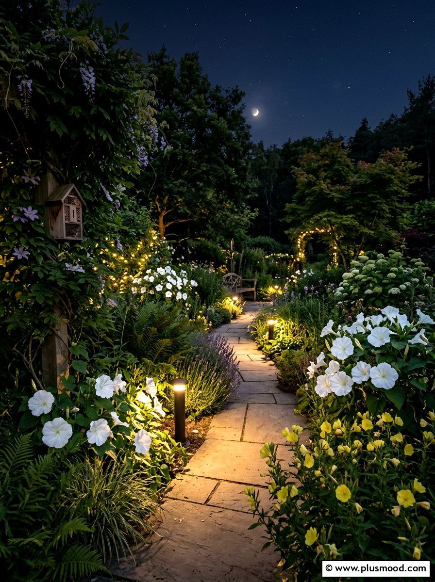 Night blooming garden - 25 small backyard ideas with butterfly house