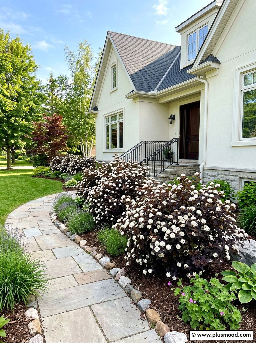 Ninebark shrub garden - 25 summer foundation planting ideas for summer