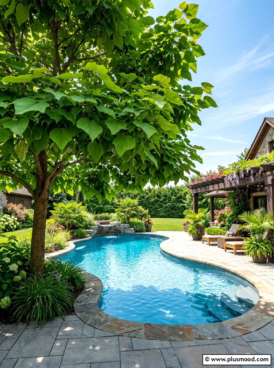 Northern Catalpa Pool Shade - 25 pool landscaping ideas with shade trees