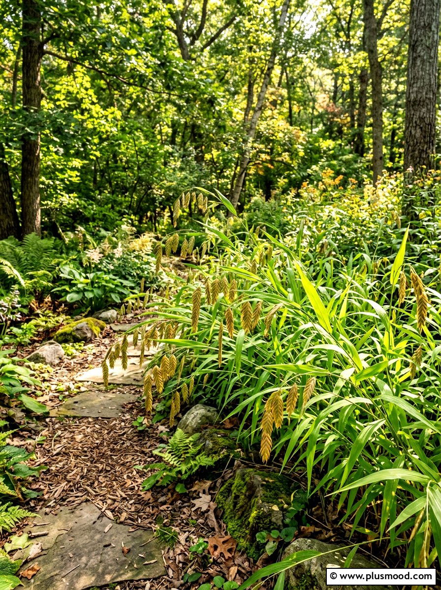 Northern Sea Oats Wooded Edge - 25 summer ornamental grass landscaping ideas