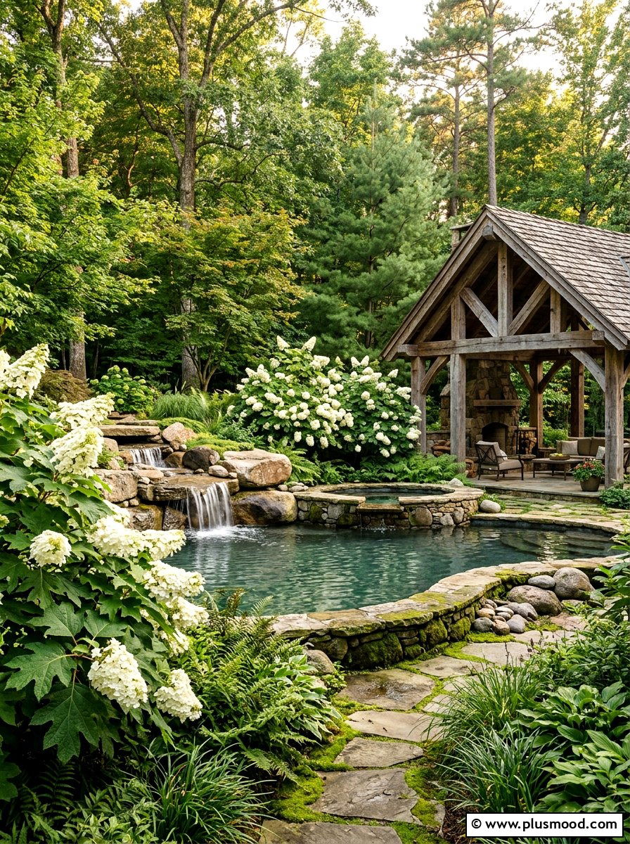 Oakleaf Hydrangea Pool Landscape - 25 pool landscaping ideas for shade gardens