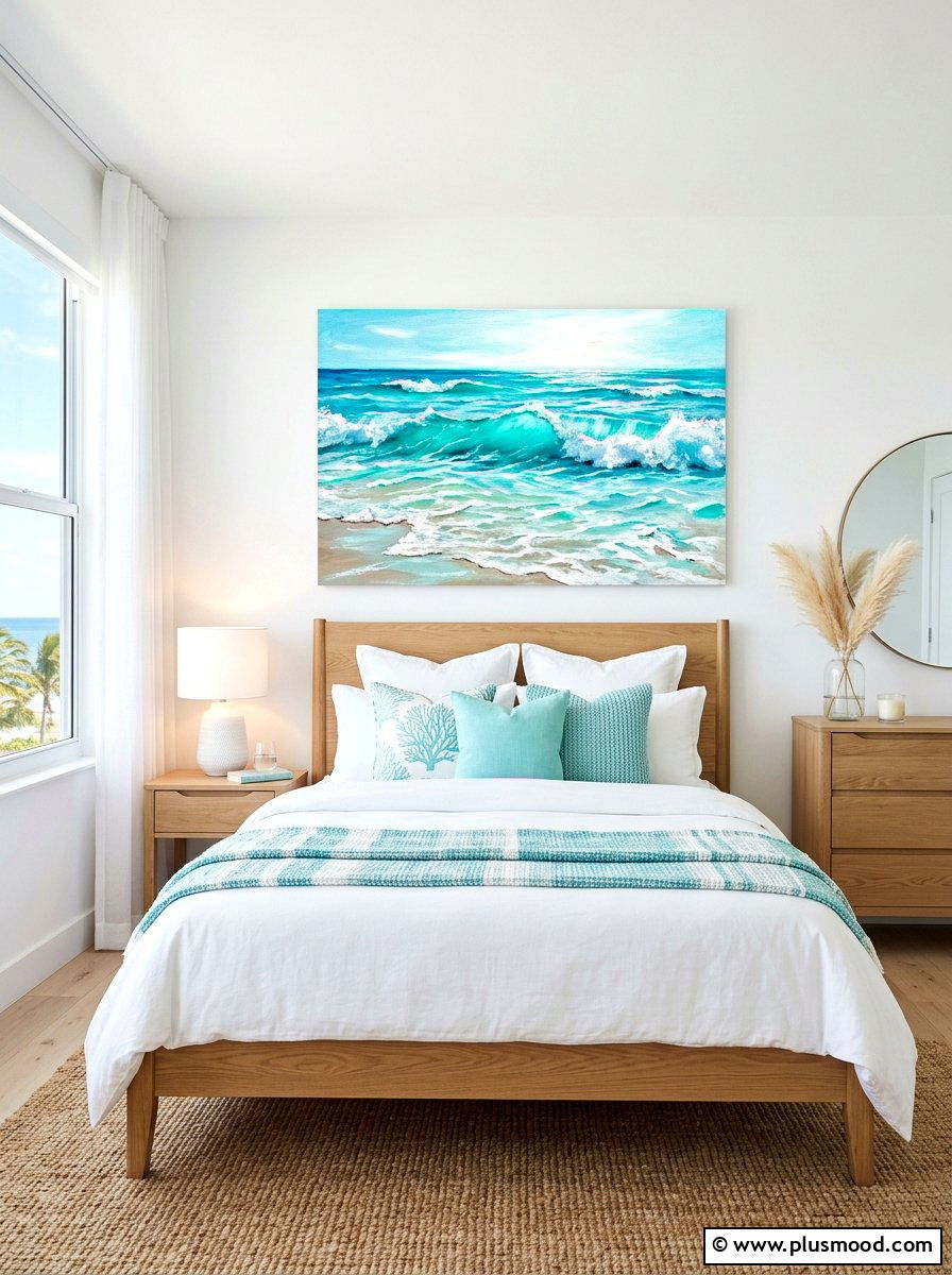 Ocean Art Canvas - 25 beachy summer bedroom ideas