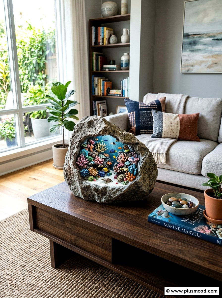 Ocean Scene Rock - 25 painted rock ideas with fish design