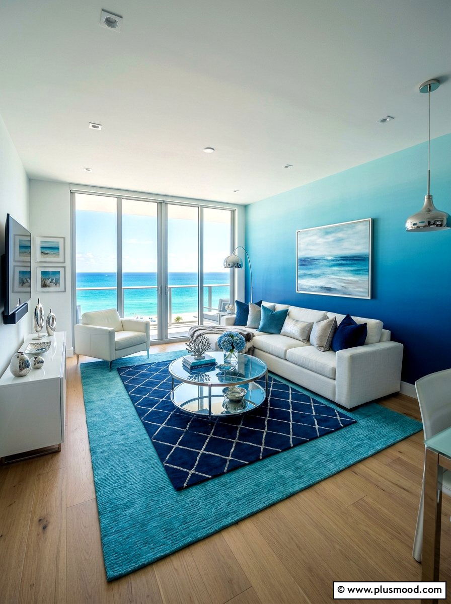 Ocean blue living room - 25 blue summer living room ideas