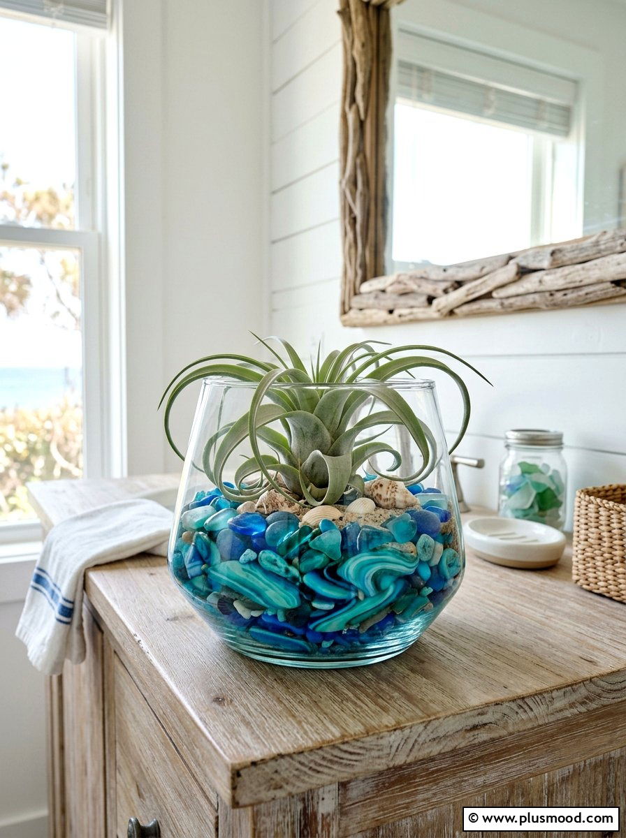 Ocean wave blue stone for pot - 25 painted rock ideas for plant pot decoration