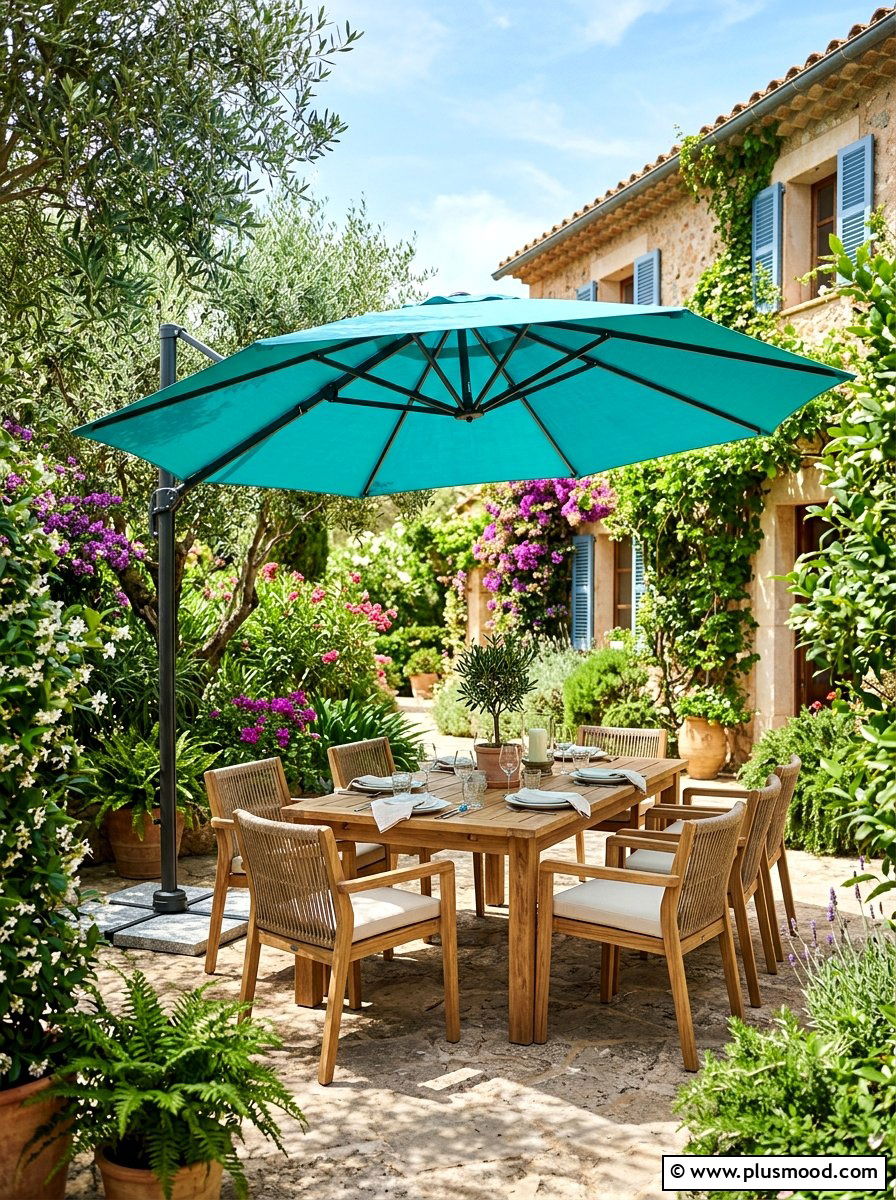 Offset Patio Umbrella - 25 summer patio decor ideas for renters