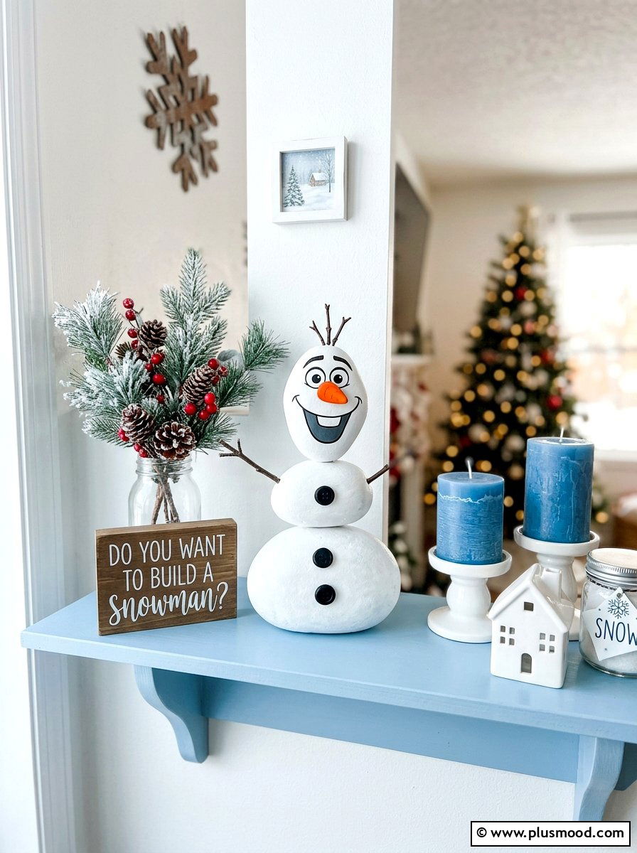 Olaf Frozen Rock Art - 25 painted rock ideas with cartoon characters