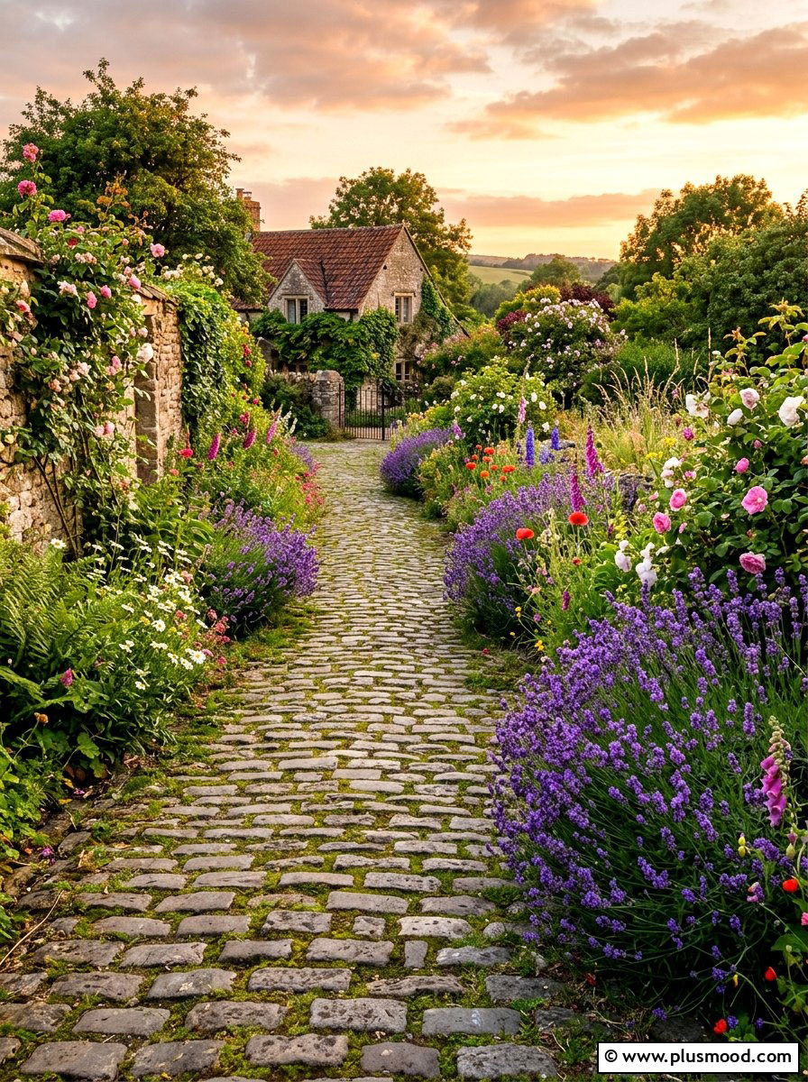 Old World Cobblestone Path - 25 summer backyard path ideas