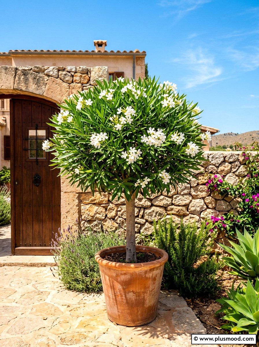 Oleander Topiary Tree - 25 summer topiary ideas for front entry