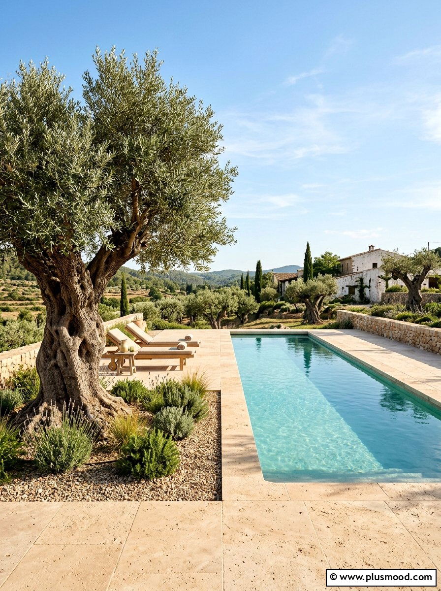 Olive Tree Pool Landscape - 25 pool landscaping ideas for Mediterranean style