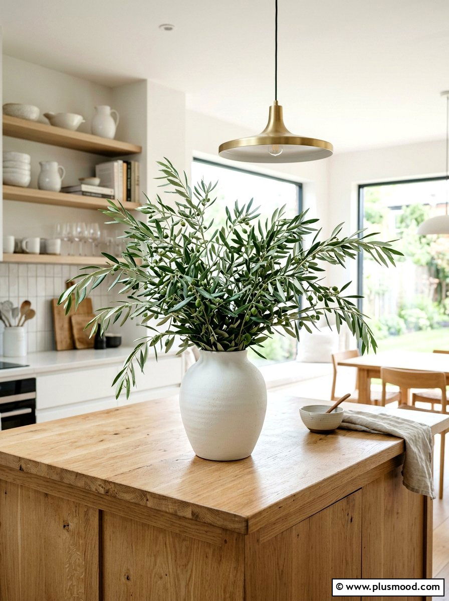 Olive branch vase arrangement - 25 summer kitchen centerpiece ideas