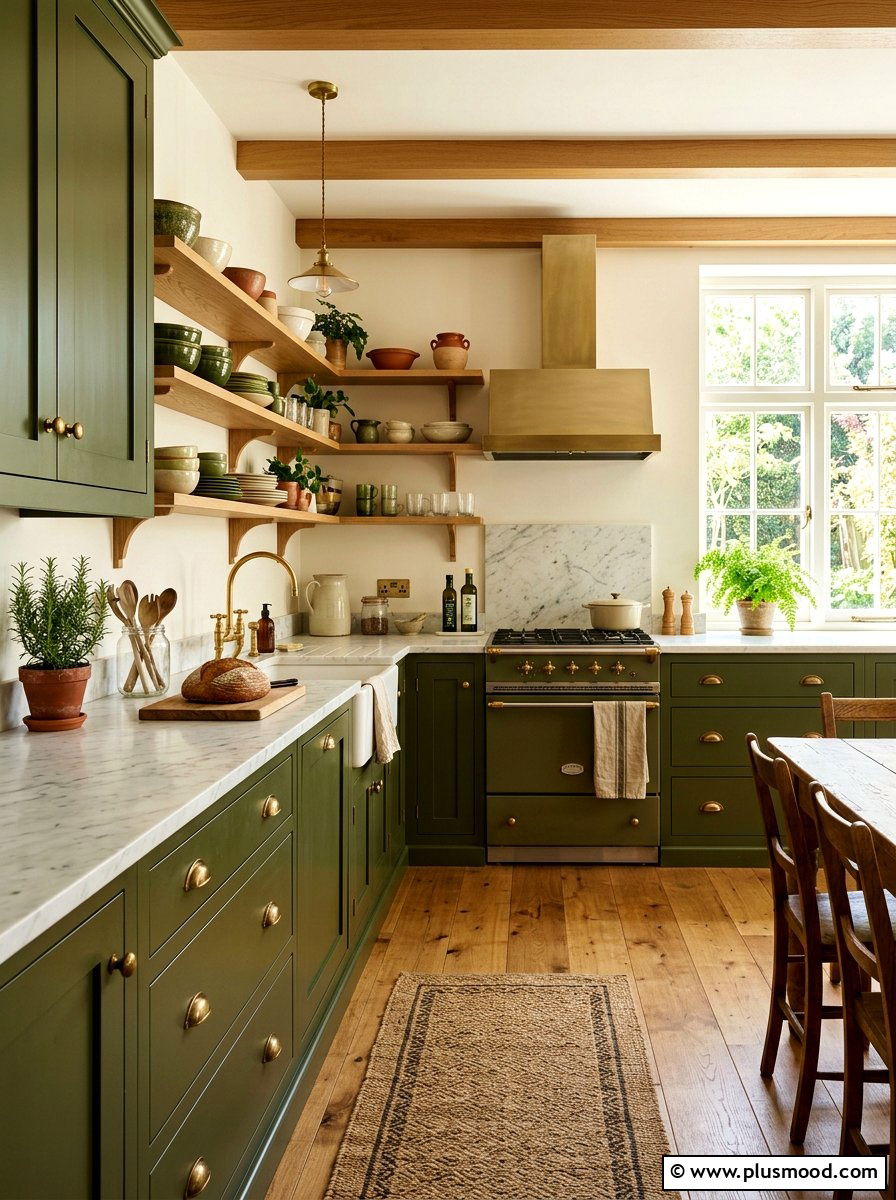 Olive green kitchen - 25 late summer decor ideas