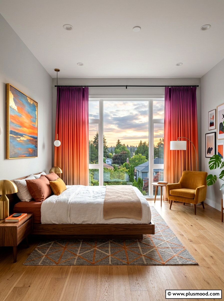 Ombre Gradient Curtains - 25 summer curtains ideas for bedroom