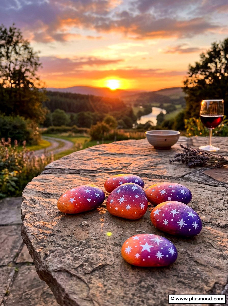 Ombre Star Painted Stones - 25 painted rock ideas with stars