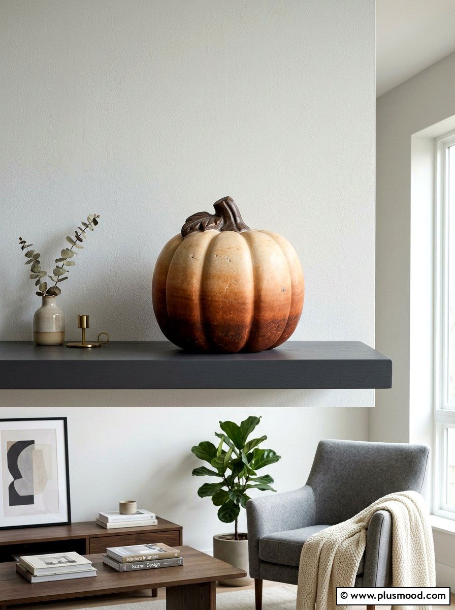 Ombre shaded pumpkin rock - 25 painted rock ideas with pumpkin art