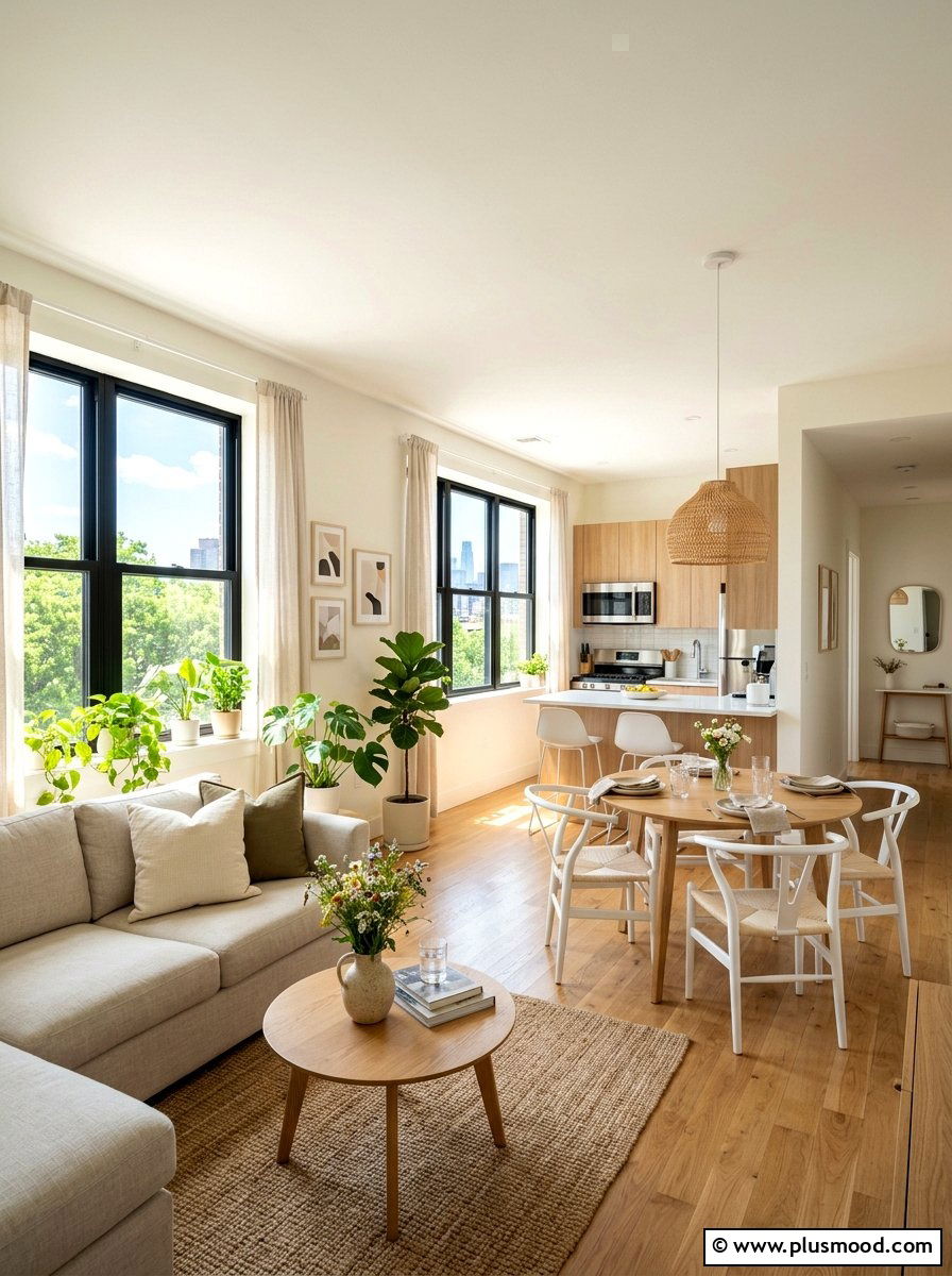 Open Concept Layout - 25 summer decor ideas for small apartments living room
