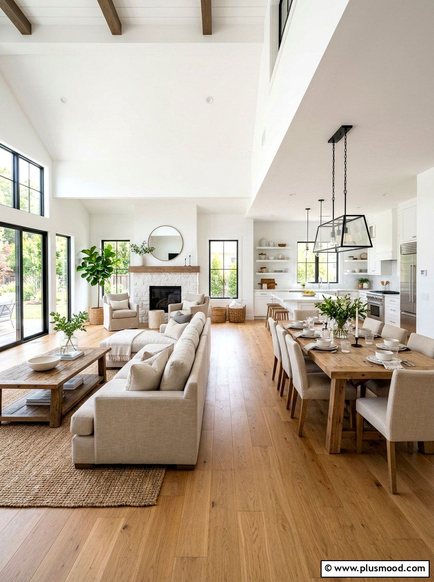 Open Floor Plan - 25 farmhouse summer living room ideas