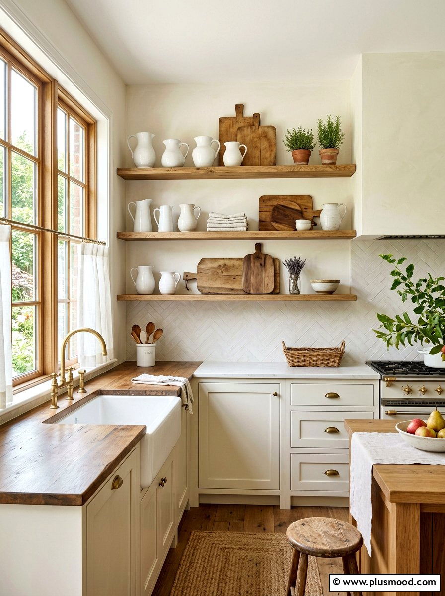 Open Shelf Vignette - 25 late summer cottage decor ideas
