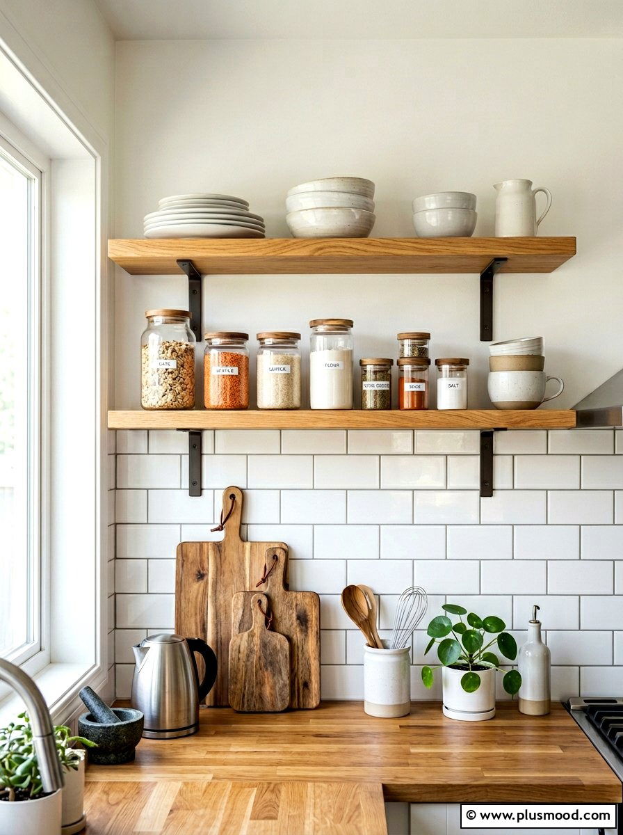 Open Shelving Decor - 25 summer farmhouse home decor ideas