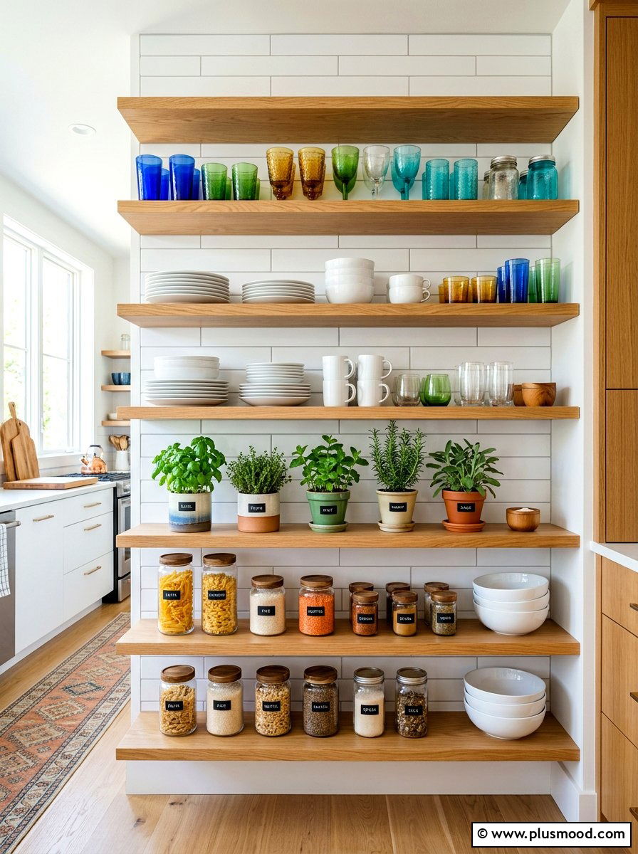 Open Shelving Display - 25 warm weather transition decor ideas