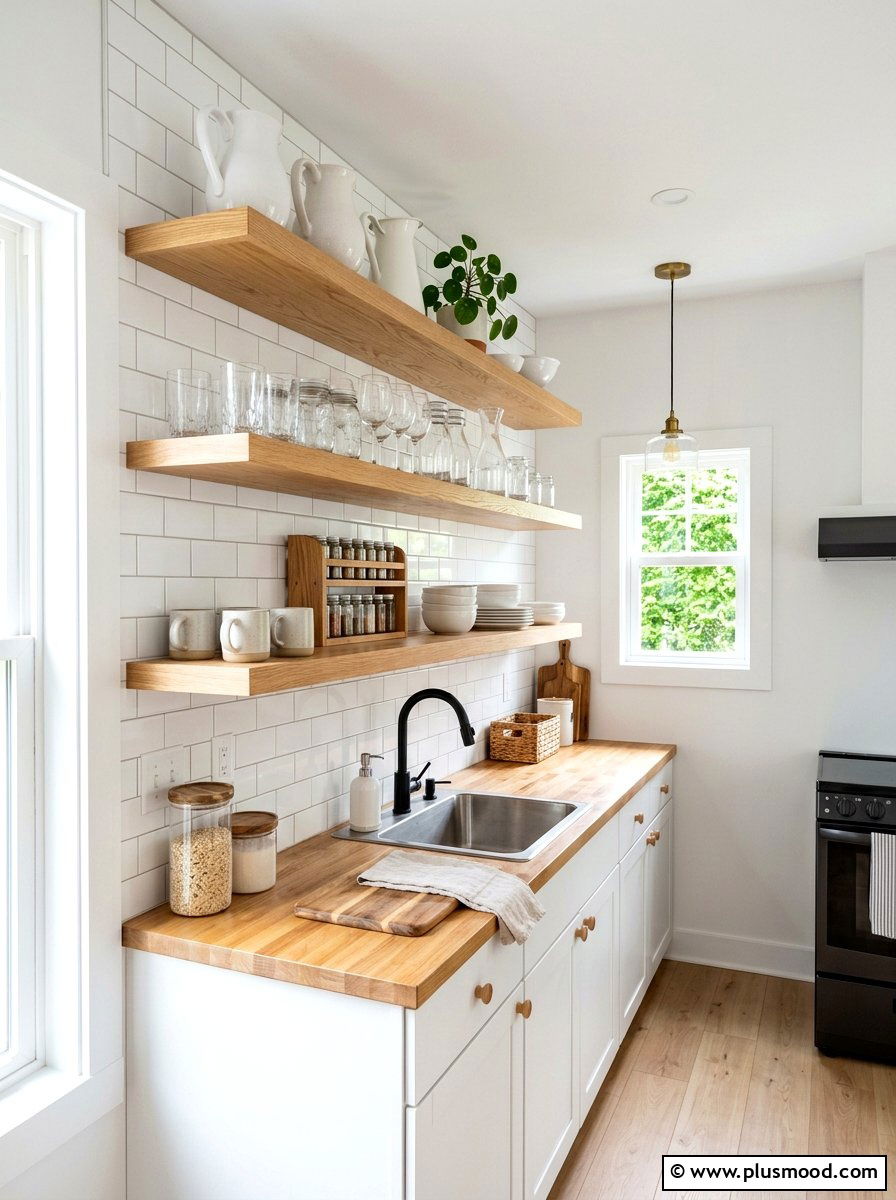 Open Shelving Refresh - 25 summer small kitchen decor ideas