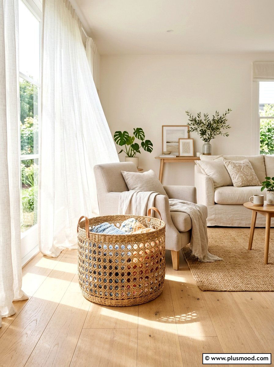 Open Weave Basket Breathable Storage - 25 summer blanket basket ideas for living room