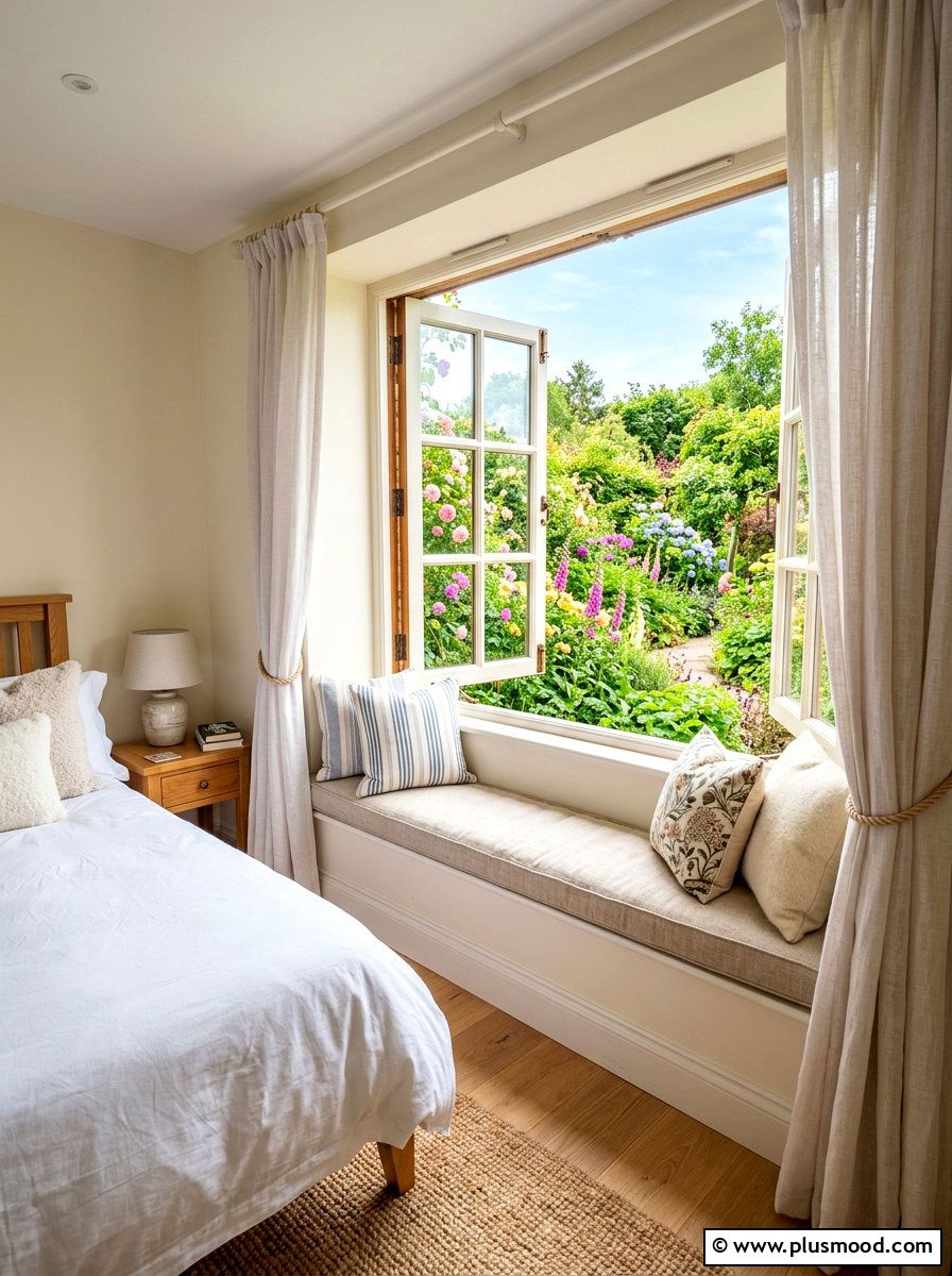 Open Window With Garden View - 25 light and airy summer bedroom ideas