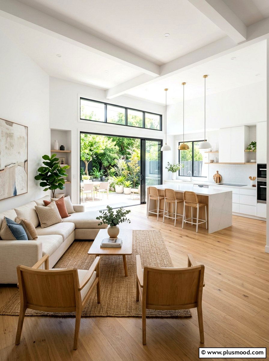 Open floor plan layout - 25 summer living room styling ideas