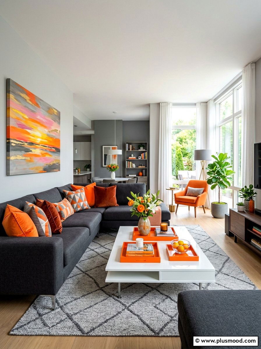 Orange And Gray Living Room - 25 summer decor ideas for gray living room