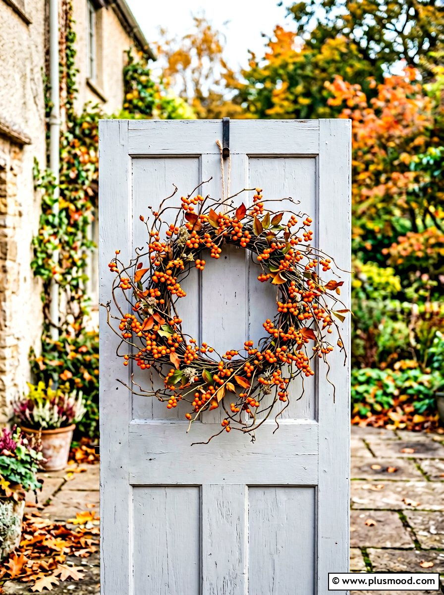 Orange Berry Vine Wreath - 25 summer to fall wreath ideas