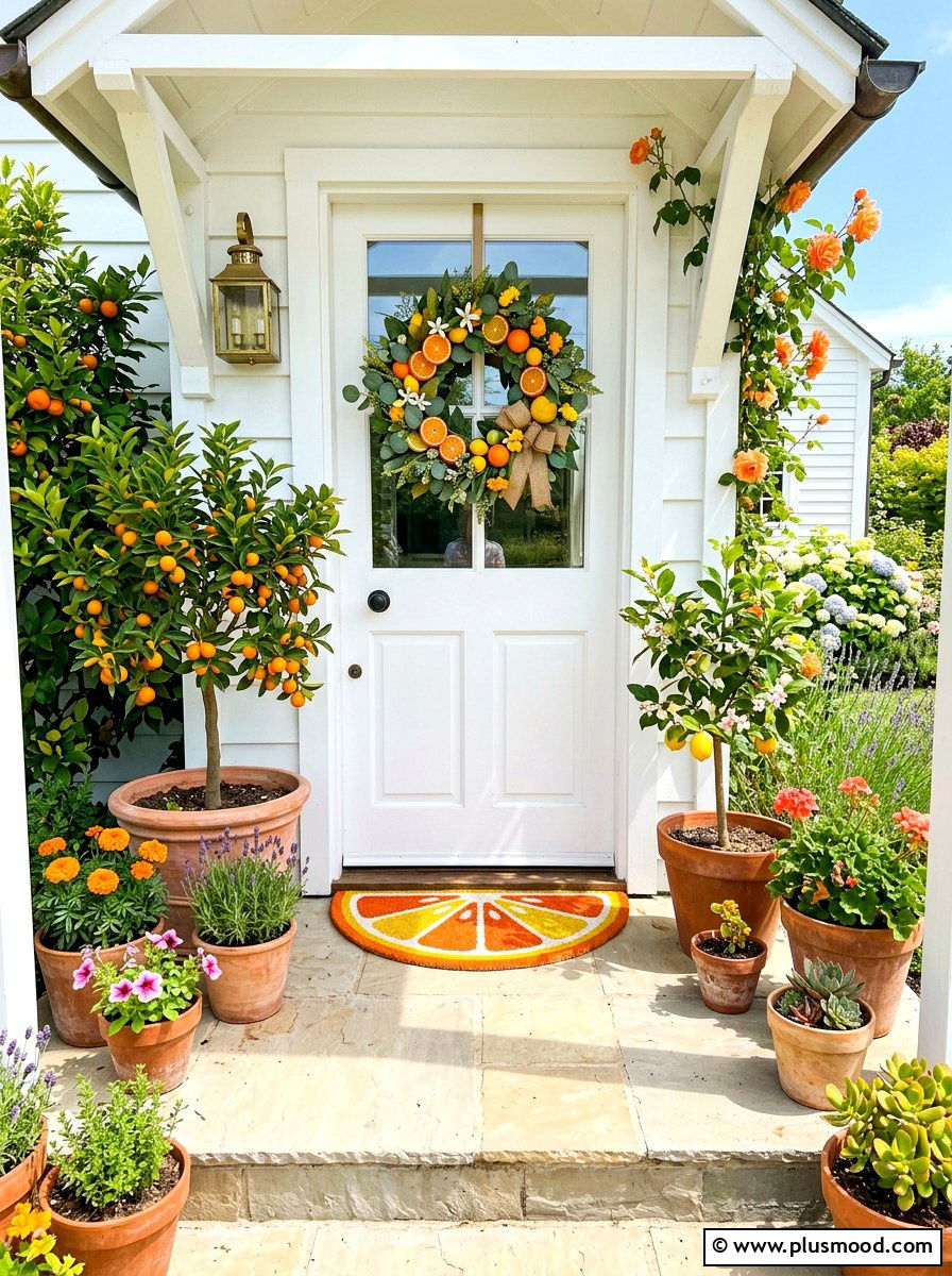 Orange Slice Door Mat - 25 summer front porch mat ideas