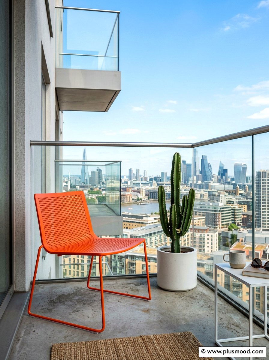 Orange metal chair - 25 summer colorful balcony ideas
