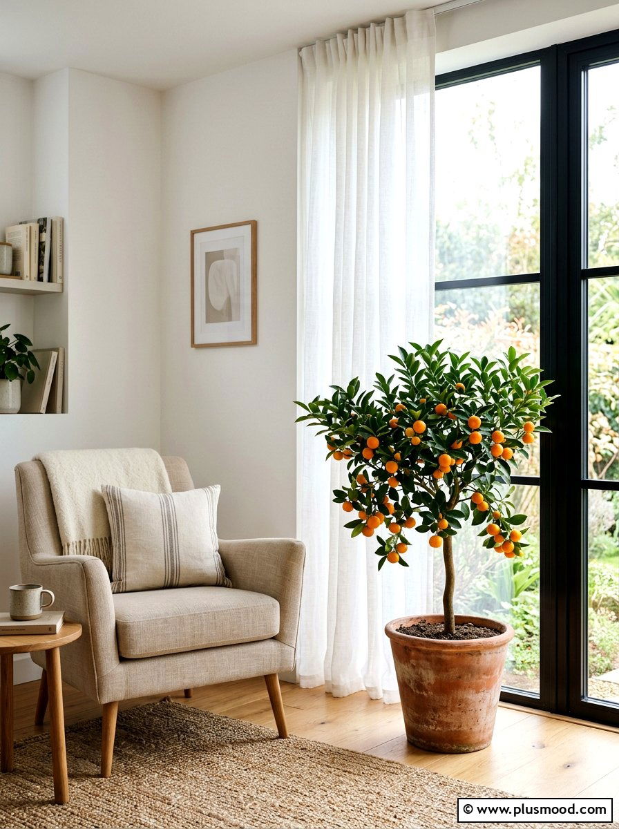Orange tree living room - 25 summer citrus home decor ideas