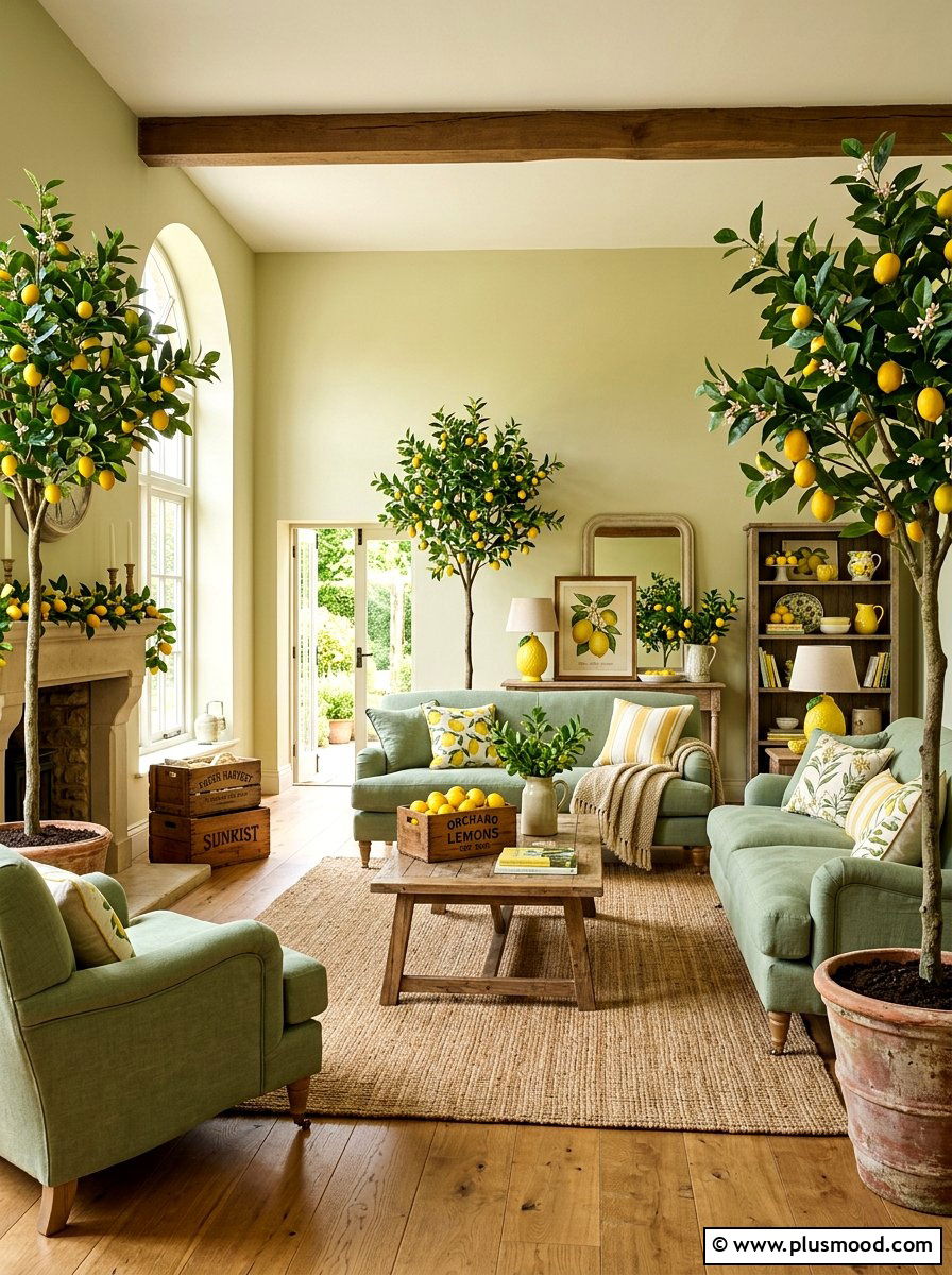 Orchard Lemon Living Room - 25 summer lemon decor ideas for living room