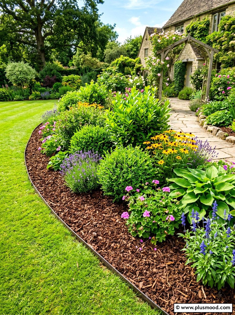 Organic mulch bed - 25 summer hot weather landscaping ideas