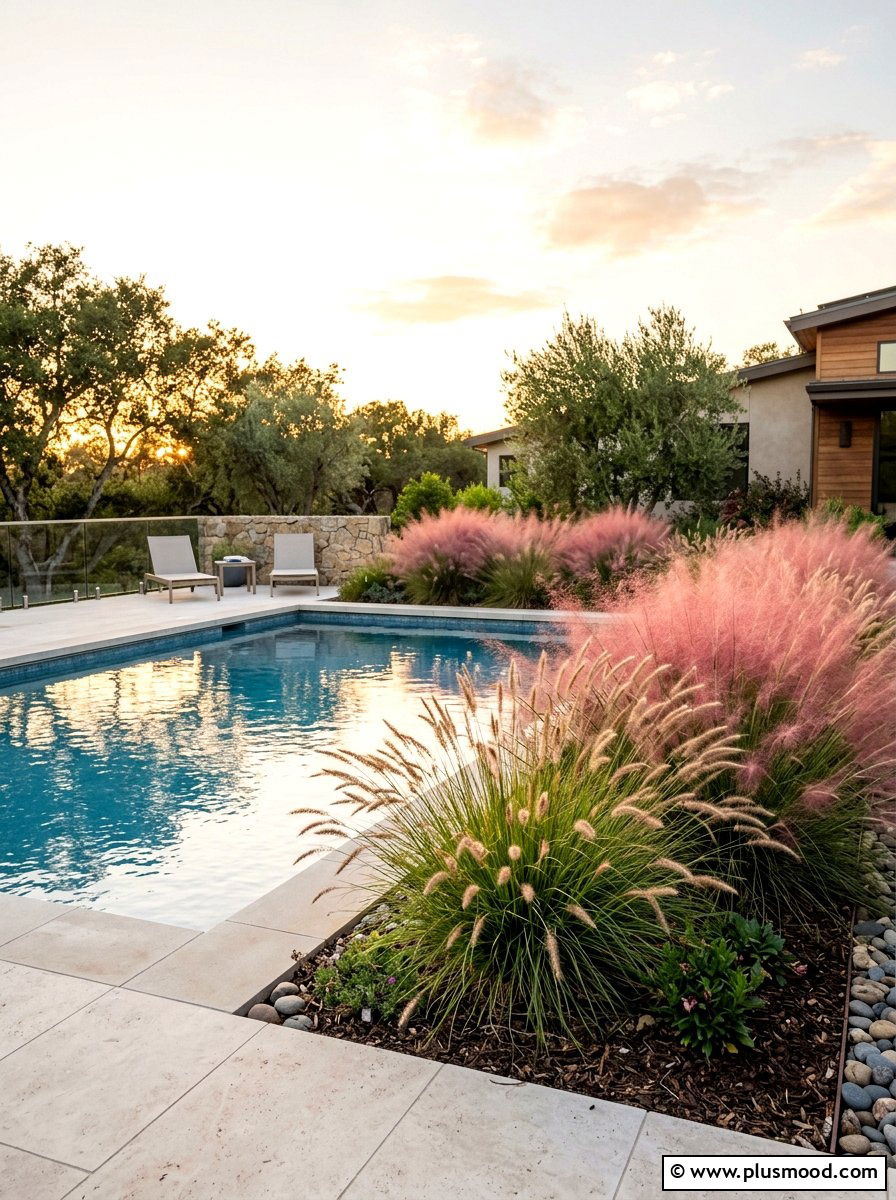 Ornamental Grass Around Pool - 25 pool landscaping ideas for Texas homes