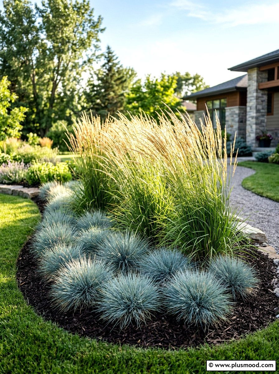 Ornamental Grass Island Bed - 25 summer island bed ideas