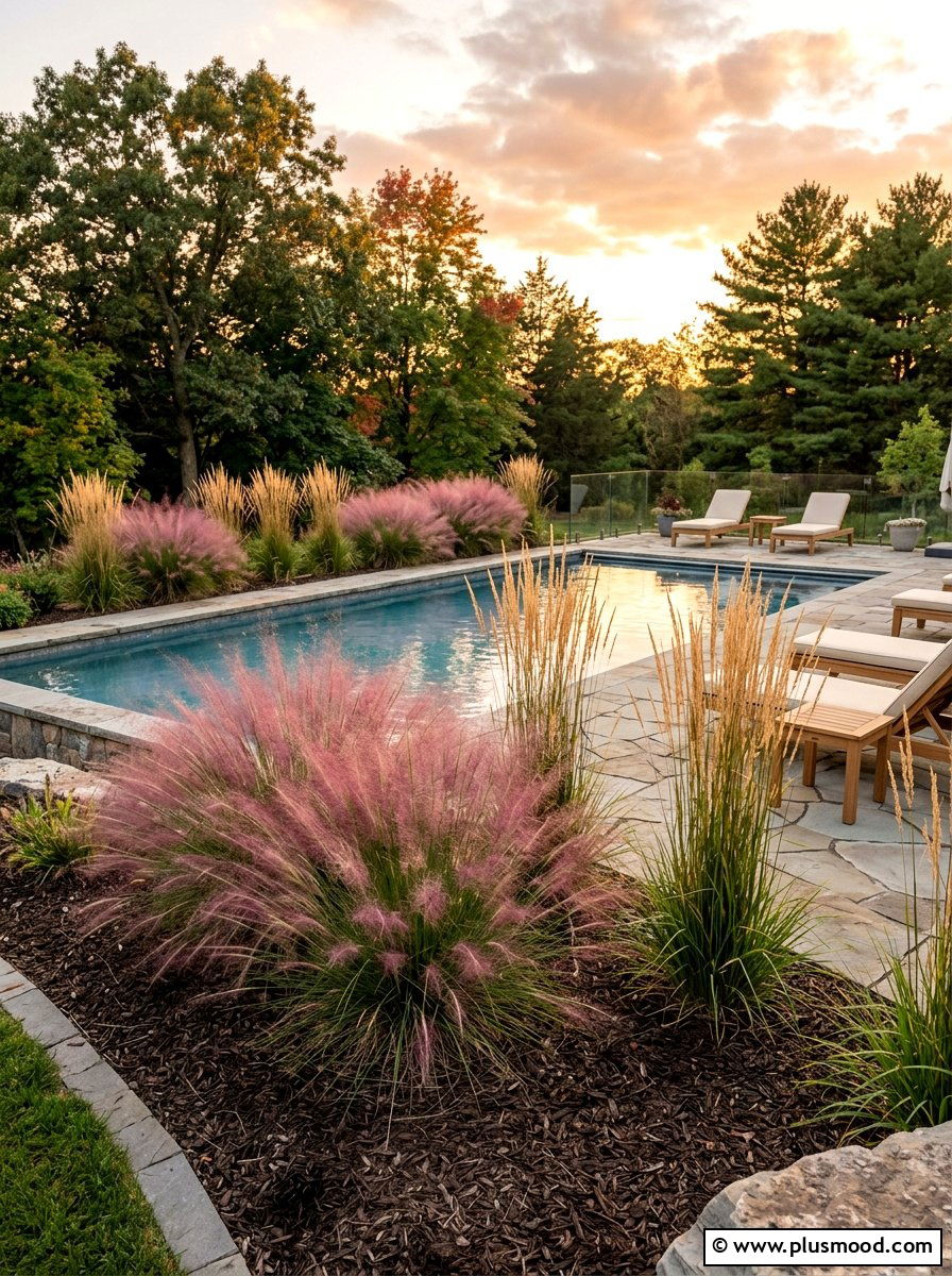 Ornamental Grass Pool Mulch - 25 pool landscaping ideas with mulch beds