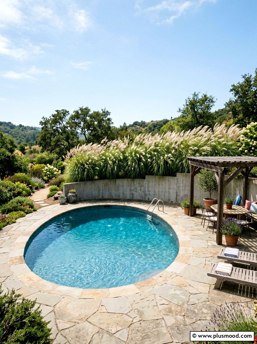 Ornamental Grass Pool Wall - 25 pool landscaping ideas with retaining wall