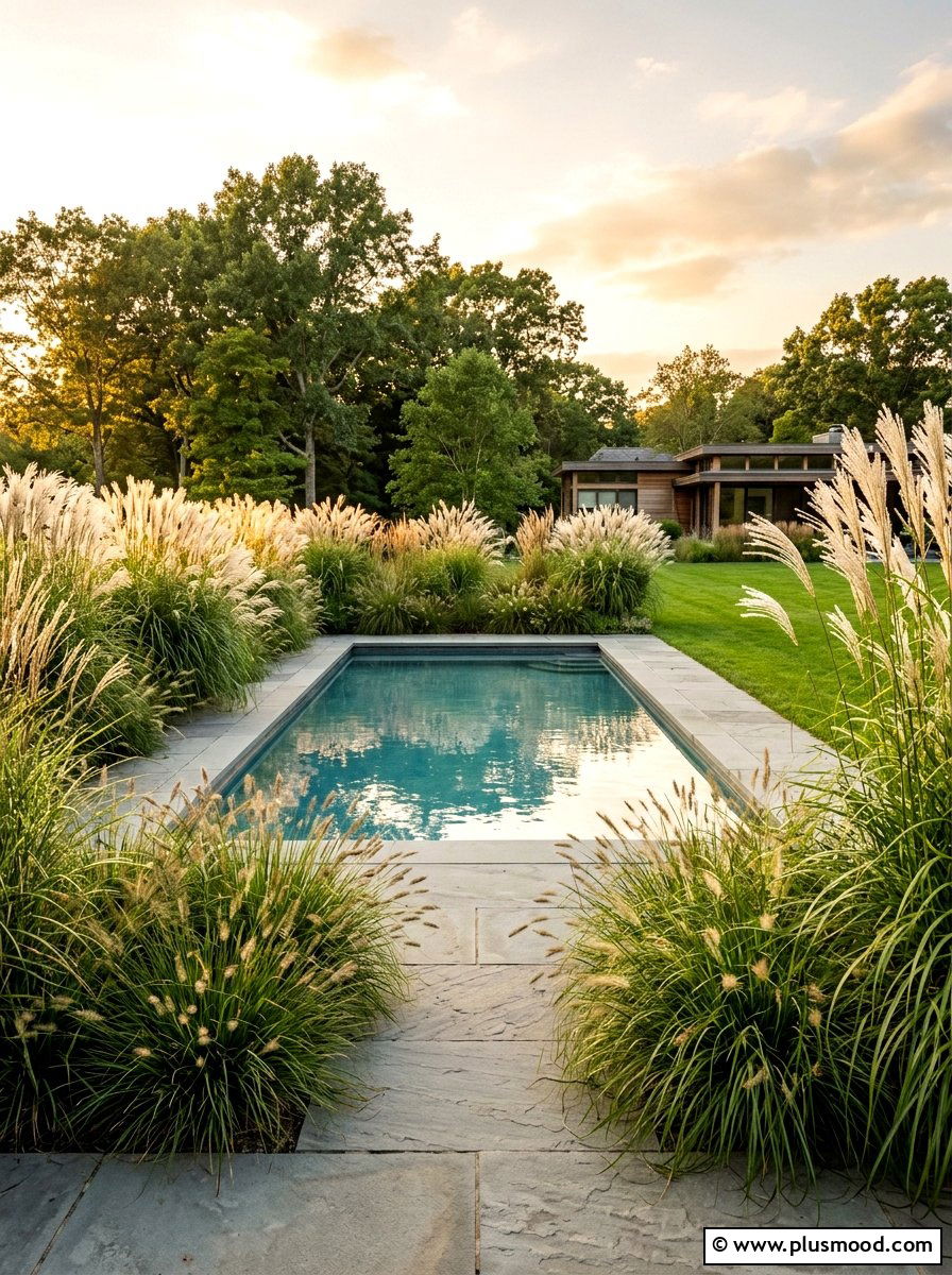 Ornamental Grasses Around Pool - 25 pool landscaping ideas for beginners